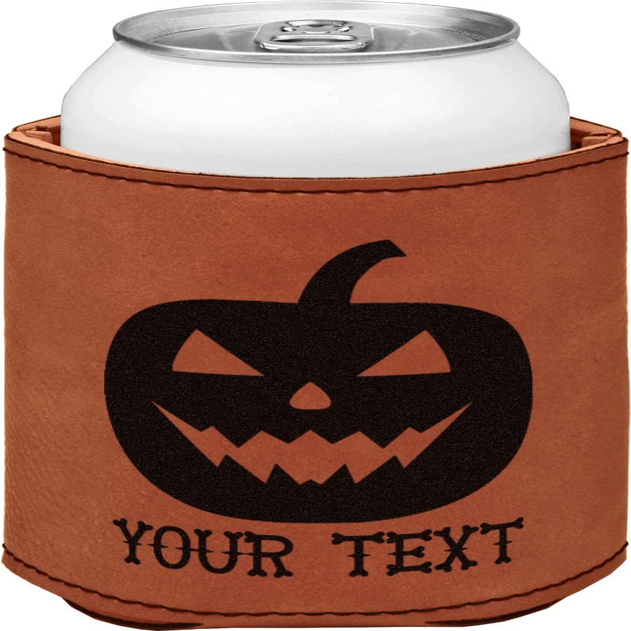 Personalized Halloween Pumpkin Leatherette Can Sleeve - Single Sided