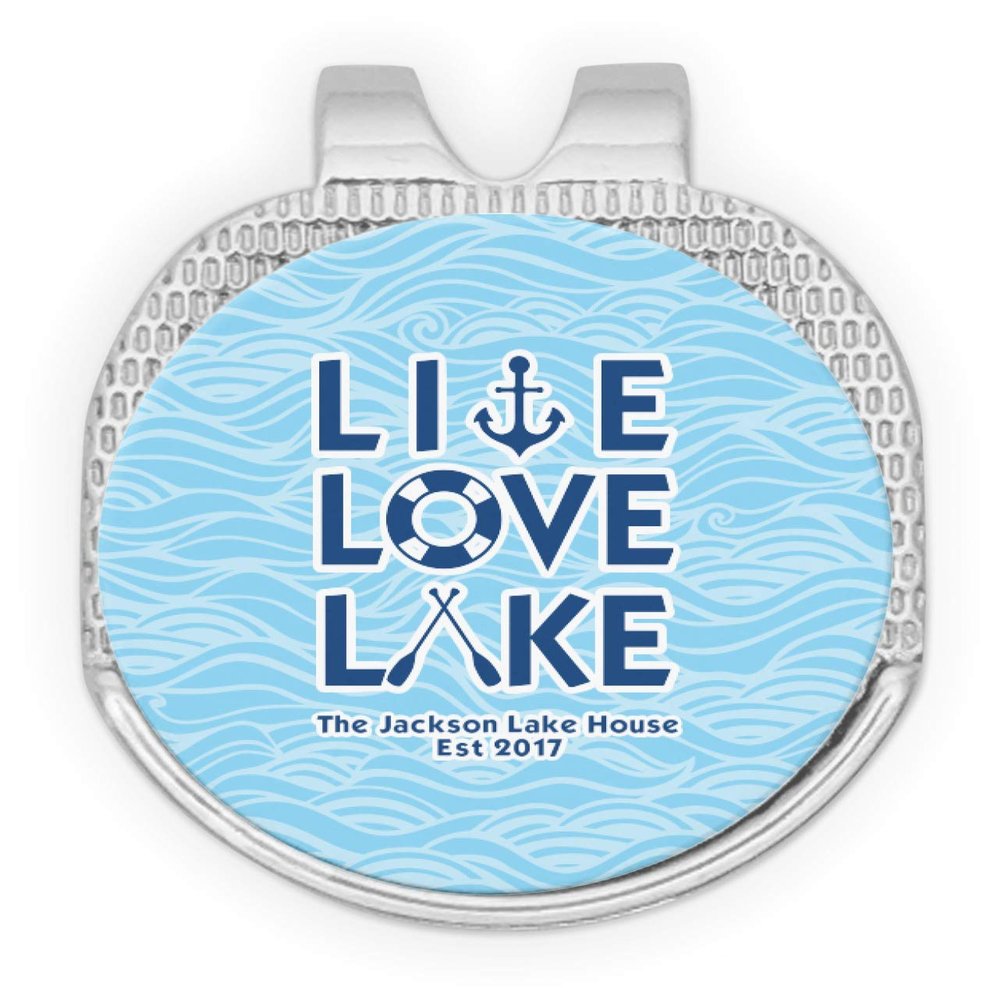 YouCustomizeIt Personalized Live Love Lake Golf Ball Marker - Hat Clip - Silver