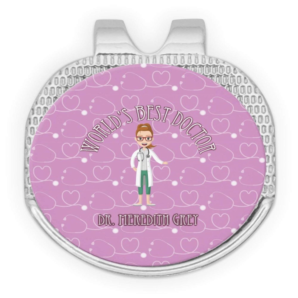 YouCustomizeIt Personalized Doctor Avatar Golf Ball Marker - Hat Clip - Silver