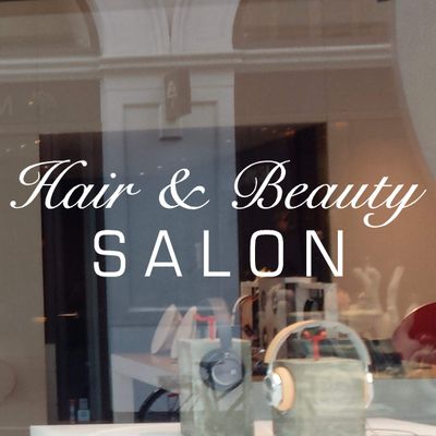 Hair Beauty Salon Vinyl Decal Sticker Business Sign Window (45" W X 13" H)