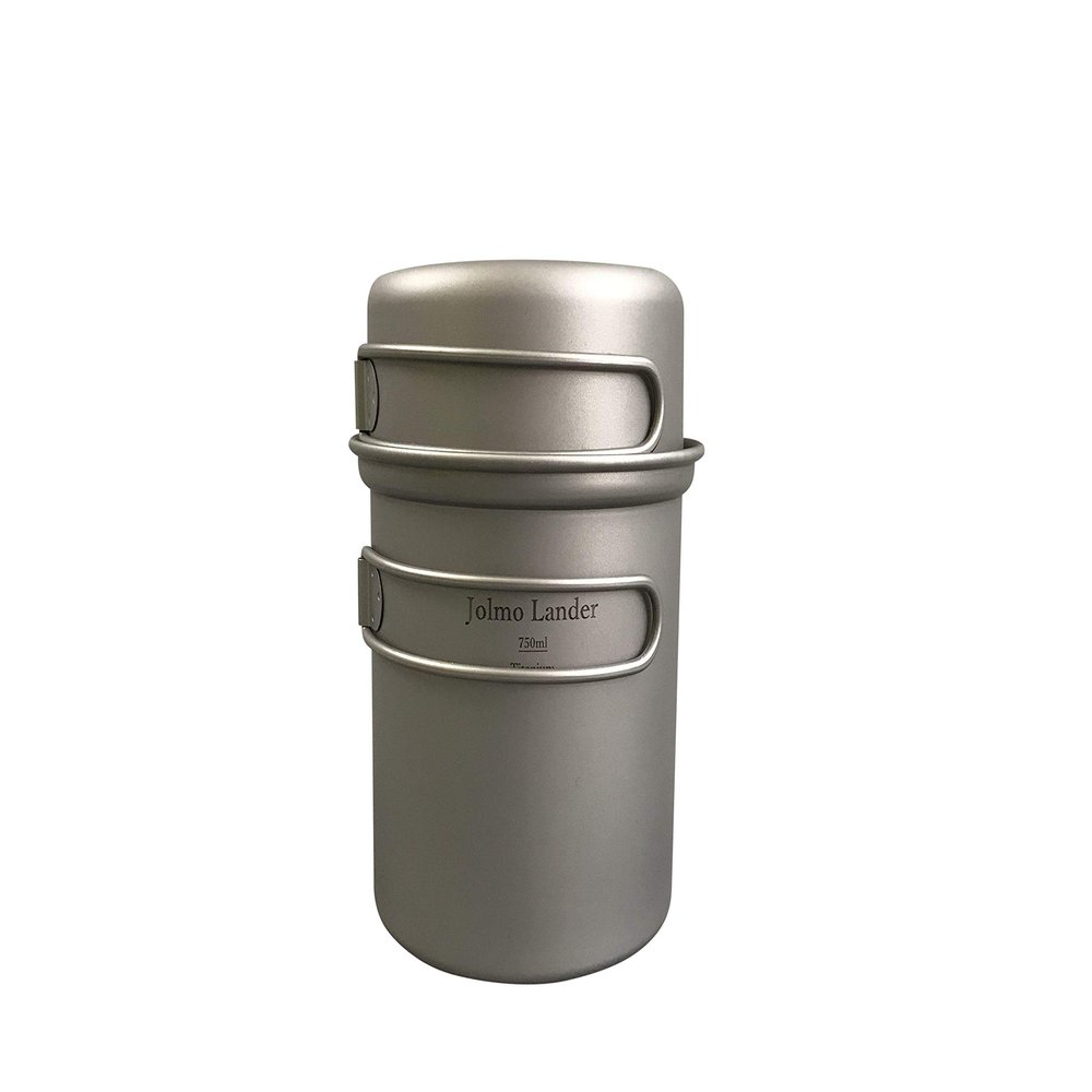 Jolmo Lander Outdoor Titanium Pot with Bowl Titanium Camping Cookware Set Titanium Cooking Pot