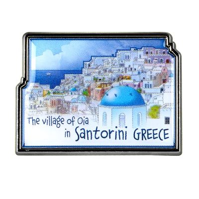 Collectible Novelty Pin for Backpack, Scarf - Made From Jeweler Class Metal - Spartan and the Green Egg Explorer Pin Series: Santorini, Greece (203)