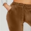 Conceited Velvet Joggers for Women - Soft Warm Velour Pants - Tan/Camel - Medium view 4