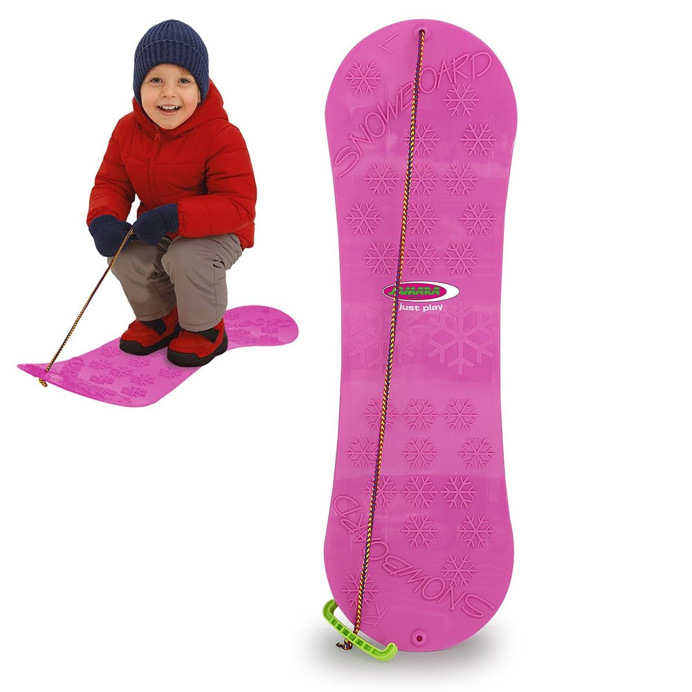 Jamara 460393 460393-Snow Play Snowboard 72cm Easy Grip, Bear Shape on Handle, Lightweight, Durable, Pink