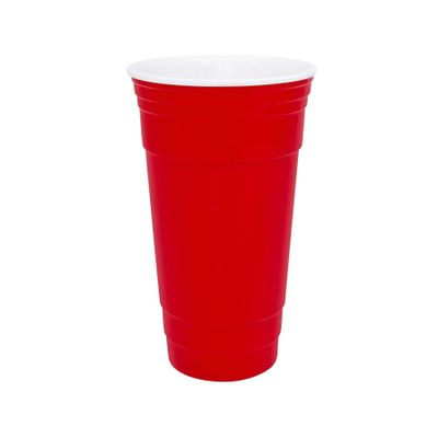 G.E.T. SC-32-R BPA-Free Reusable Plastic Red Party Cup Tumbler Only, 32 Ounce, Red (Set of 12)