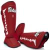 Fairtex SP7 Muay Thai Shin Guards for Men, Women, Kids | Shinguards Made with Syntek Leather & are Premium, Lightweight & Durable | Detachable shin & Foot Protector- Large, Red view 4