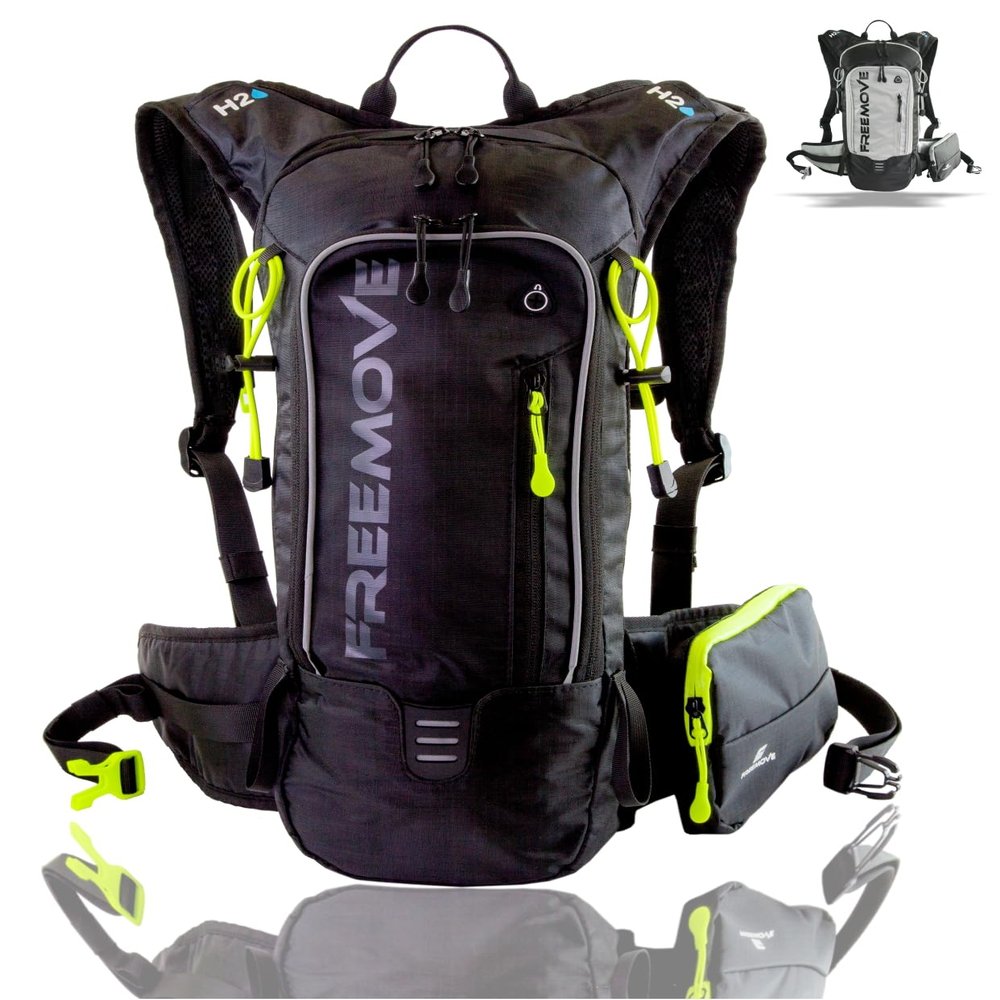 FREEMOVE Sports Backpack Daypack - for Men, Women - Suitable as Hydration Camel Backpack for Hiking, Running or Biking Backpack for MTB Cycling - Water Bladder NOT Included