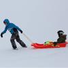 Jamara 460364 460364-Snow Play Bob Karol with Brake 80cm Steering by Pulling The respective handbrake, Rope, Aerodynamic Construction, Durable, Red view 2