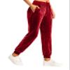 Conceited Velvet Joggers for Women - Soft Warm Velour Pants - Burgundy - Small view 1