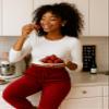 Conceited Velvet Joggers for Women - Soft Warm Velour Pants - Burgundy - Small view 3
