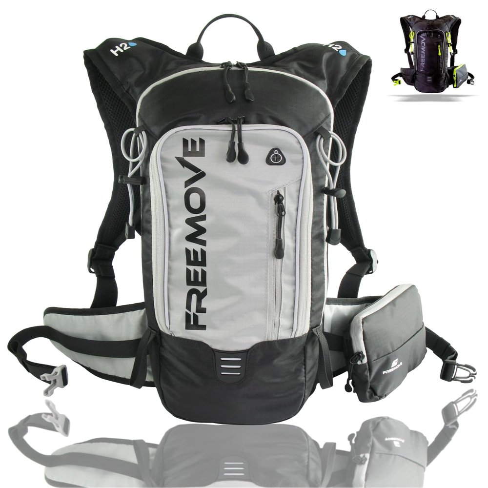 FREEMOVE Sports Backpack Daypack - for Men, Women - Suitable as Hydration Camel Backpack for Hiking, Running or Biking Backpack for MTB Cycling - Water Bladder NOT Included