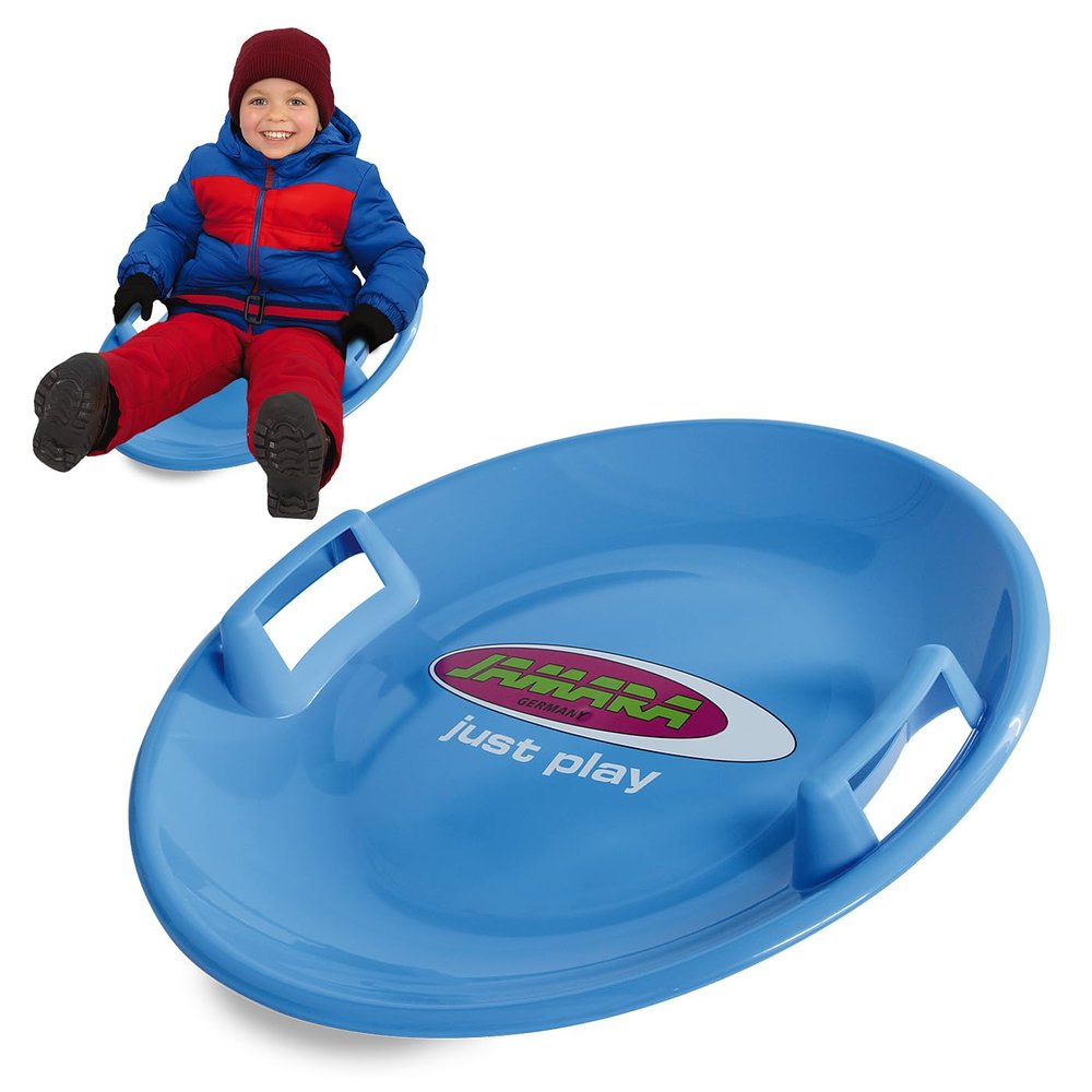 Jamara 460369 460369-Snow Play Round Snow Sledge 60cm Handles on Both Sides, Lightweight, Durable, Blue