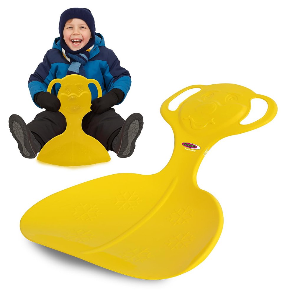 Jamara 460374 460374-Snow Play Snow Glider Easy Grip, Bear Shape on Handle, Lightweight, Durable, Yellow