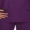 KOI Basics Katie Women's 4-Pocket Mock-Wrap Scrub Top Eggplant Large view 3