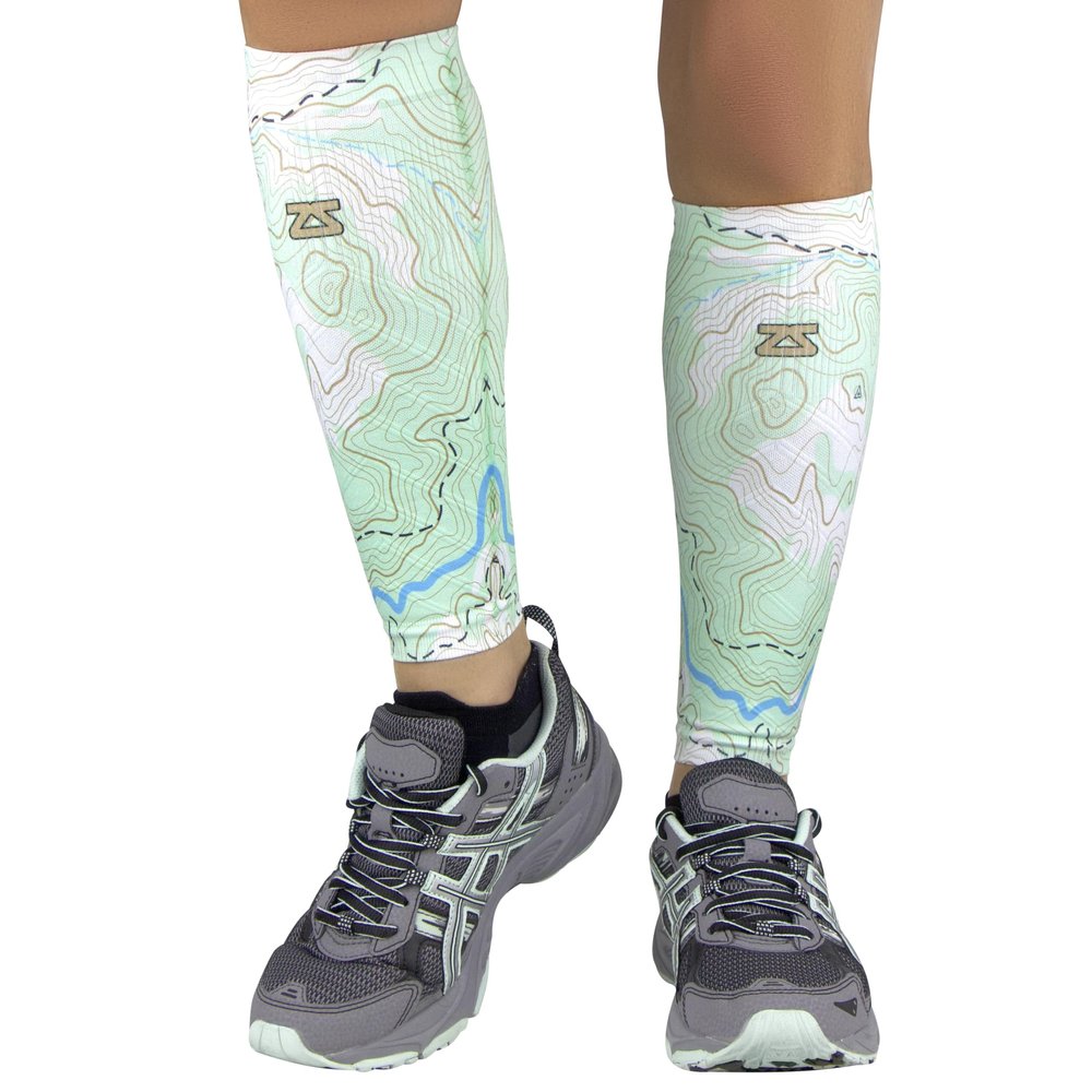 Zensah Running Leg Compression Sleeves - Shin Splint, Calf Compression Sleeve Men and Women (Topography, Large/X-Large)