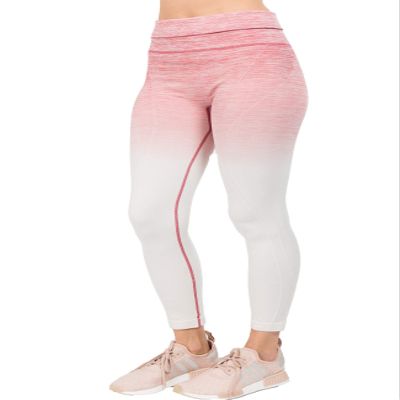 YELETE Women's Athletic Space Dye Ombre Leggings (Wine/Ivory, Small)