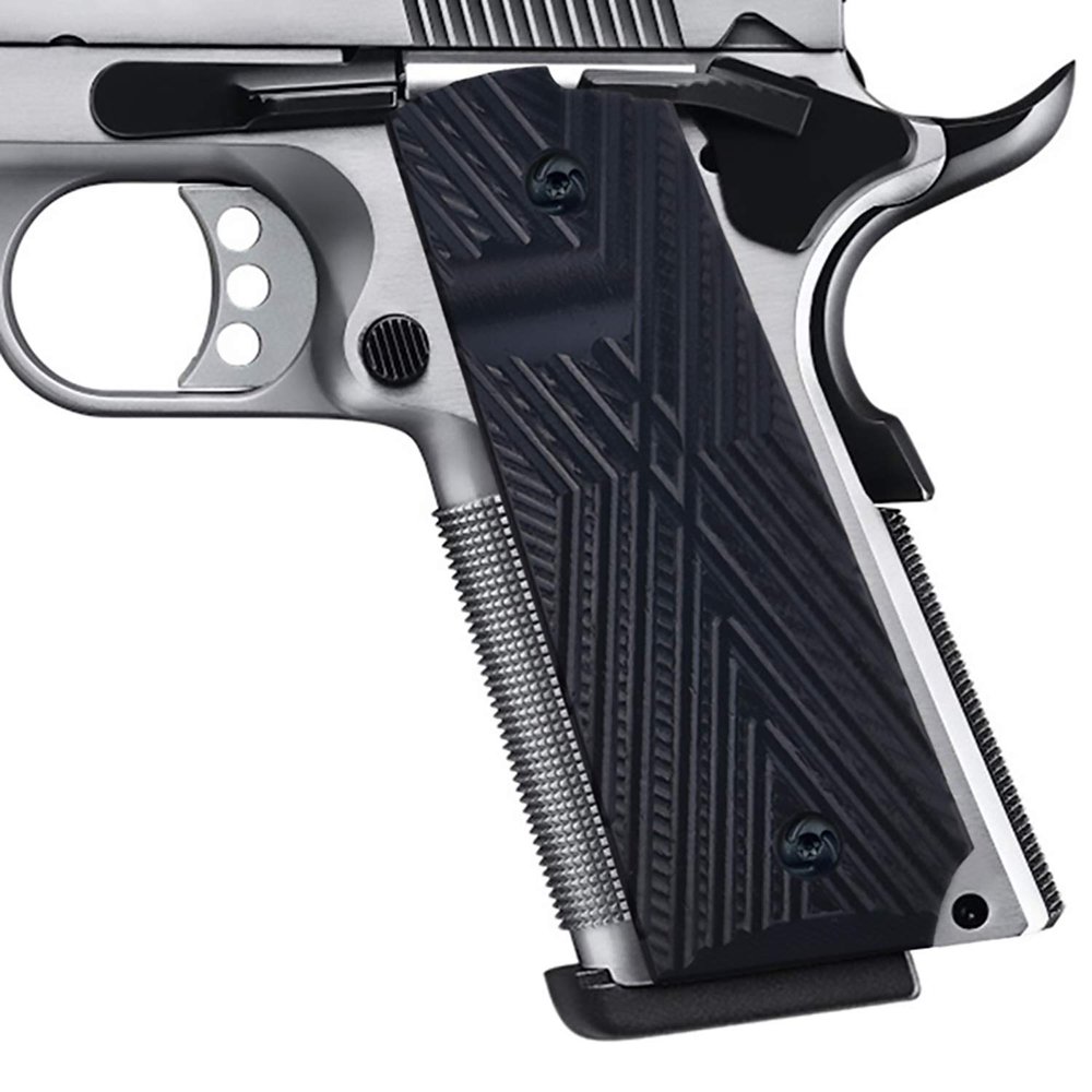 Guuun G10 1911 Grips Fit Colt Kimber Taurus 1911 Aggressive OPS Texture - Black