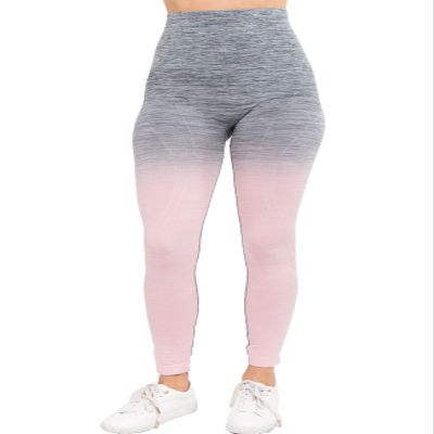 YELETE Women's Athletic Space Dye Ombre Leggings (Charcoal/Pink, Small)
