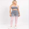 YELETE Women's Athletic Space Dye Ombre Leggings (Charcoal/Pink, Small) view 4