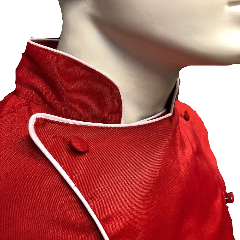 CHEFSKIN Deluxe Chef Jacket Coat RED with White Piping Soft Twill Fabric Great Gift!