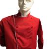 CHEFSKIN Deluxe Chef Jacket Coat RED with White Piping Soft Twill Fabric Great Gift! view 3