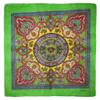 MWS 22"x22" Ornate Paisley Mosaic Multi Color Green 100% Cotton Bandanna view 1