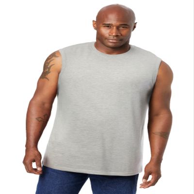 KingSize Men's Big & Tall Shrink-Less Lightweight Muscle T-Shirt - 7XL, Heather Grey