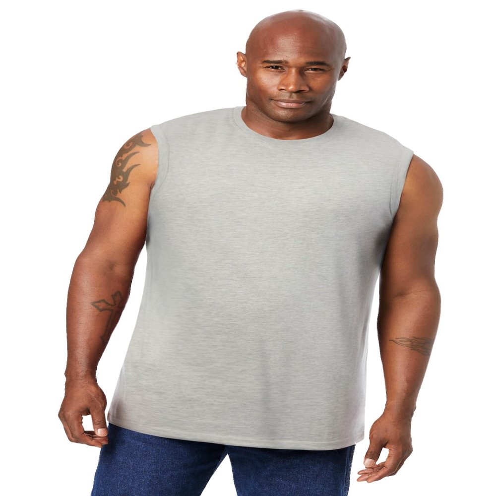 KingSize Men's Big & Tall Shrink-Less Lightweight Muscle T-Shirt - 7XL, Heather Grey