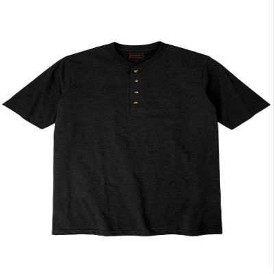 Boulder Creek by Kingsize Men's Big & Tall Heavyweight Longer-Length Short-Sleeve Henley Shirt - 5XL, Black