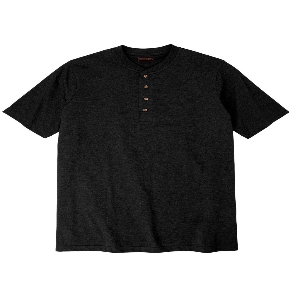 Boulder Creek by Kingsize Men's Big & Tall Heavyweight Longer-Length Short-Sleeve Henley Shirt - 5XL, Black