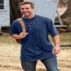 Boulder Creek by Kingsize Men's Big & Tall Heavyweight Longer-Length Short-Sleeve Henley Shirt - 5XL, Black view 3