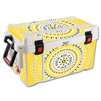 MightySkins (Cooler Not Included) Skin Compatible with Pelican 65 qt Cooler wrap Cover Sticker Skins Yellow Aztec