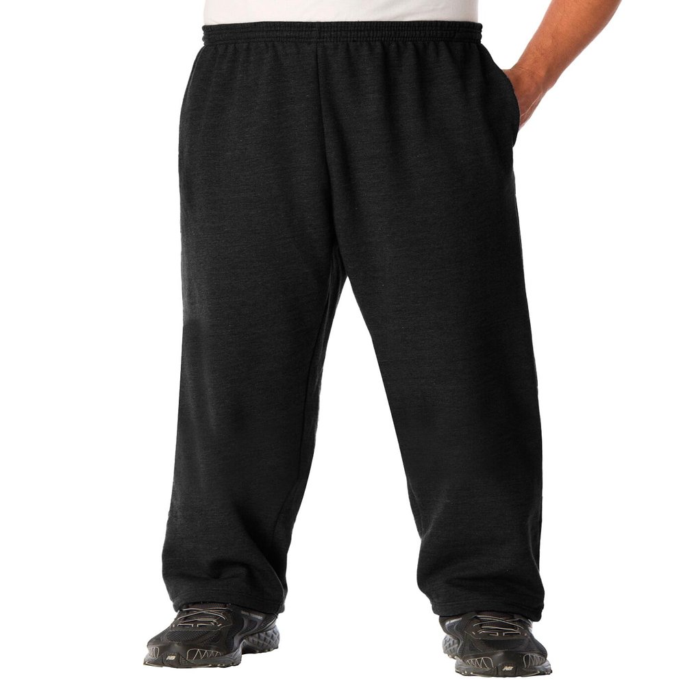 KingSize Men's Big & Tall Fleece Open-Bottom Sweatpants - Big - XL, Black