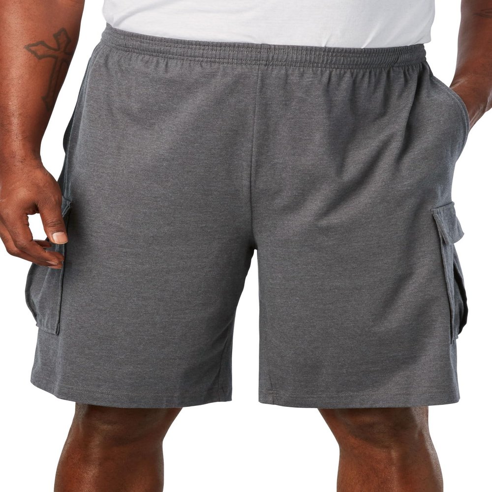 KingSize Men's Big & Tall Lightweight Jersey Cargo Shorts - Tall - 2XL, Heather Slate