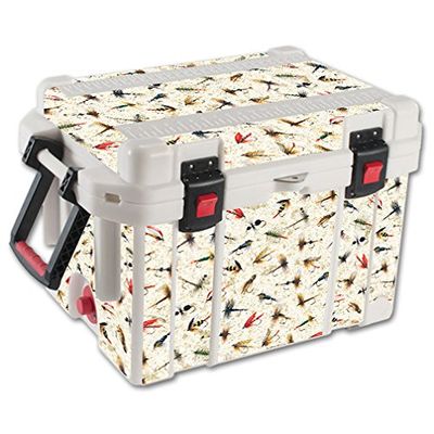 MightySkins Skin Compatible with Pelican 45 qt Cooler  Fishing Flies | Protective, Durable, and Unique Vinyl Decal wrap Cover | Easy to Apply, Remove, and Change Styles | Made in The USA