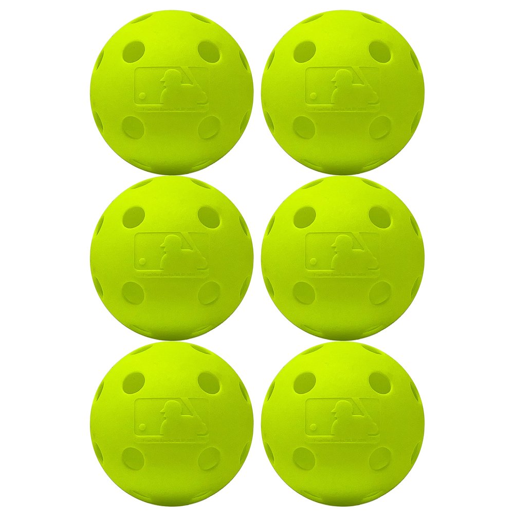 Franklin Sports Plastic Baseballs - Indestruct-A-Ball Plastic Batting Practice Baseballs - Training Balls for Kids + Adults - MLB Official Size - Yellow - 6 Pack
