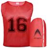 Athllete Youth Soccer Pinnies - 12 Pack Numbered Jerseys for Sports, Medium Red view 3