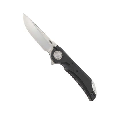 CRKT Seismic EDC Folding Pocket Knife: Heavy Duty Everyday Carry, Satin Blade, Flipper Open, Deadbolt Button Lock, IKBS Ball Bearing Pivot, G10 Handle, Deep Carry Pocket Clip 5401