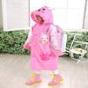 Aircee Kids Rain Coat for Kids Raincoat Girls Boys Reusable Rain Poncho Jacket Gear Schoolbag Position Packable Rainwear view 3