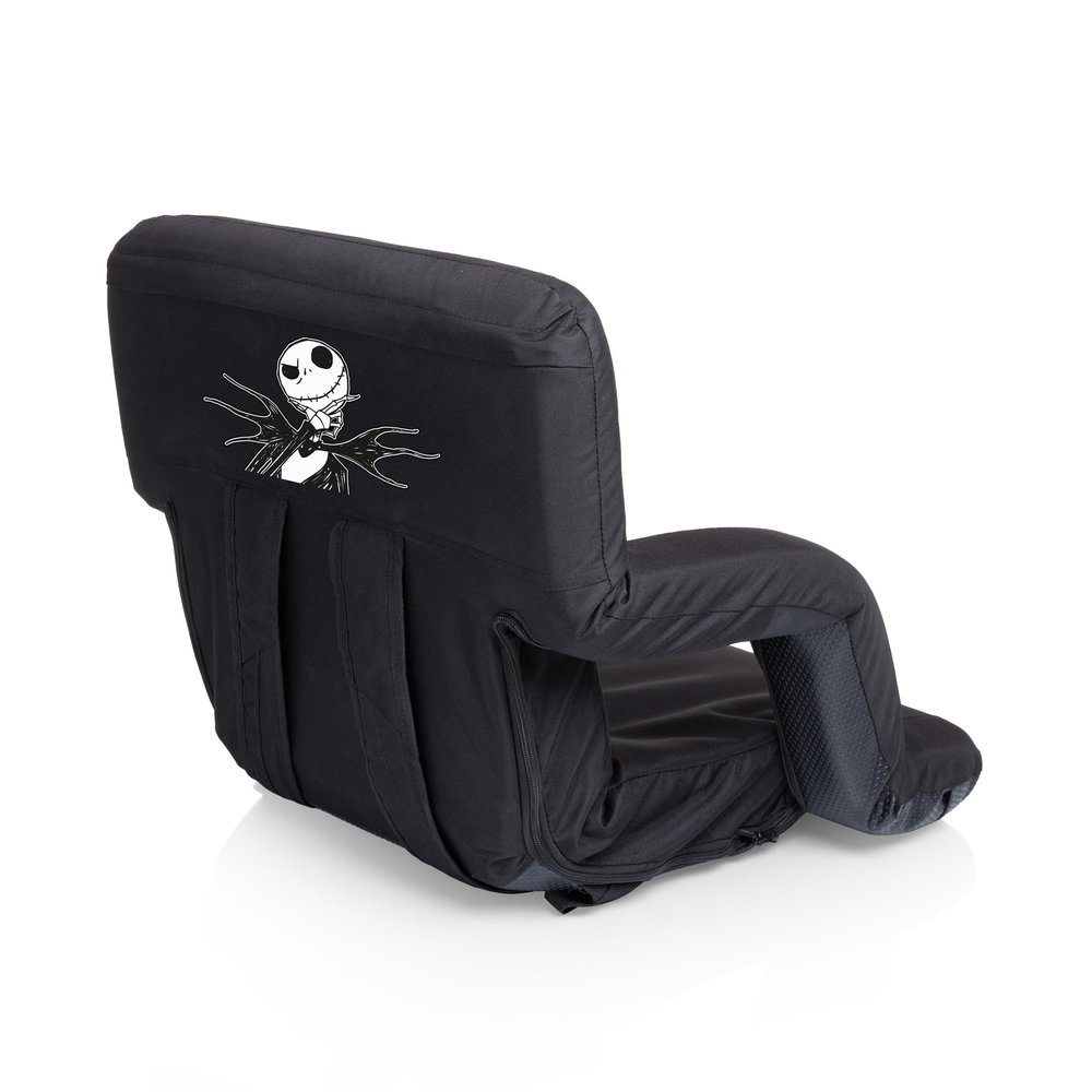 Picnic TIME Disney Nightmare Before Christmas Jack Skellington Ventura Reclining Stadium Seat with Back Support Portable Bleacher Floor Beach Chair with Backpack Straps, (Black)
