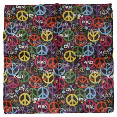 MWS 22"x22" PEACE Letter Rainbow Multi-Color Peace Signs 100% Cotton Bandanna