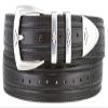 3146 Silver Diamond Perforated Leather Dress Belt - 1 1/8" wide (Black, 48) view 1