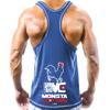 Monsta Clothing Co. Men's Workout (Rooster Strong) Racerback (G:BL/WT-A:WT/RD) view 2
