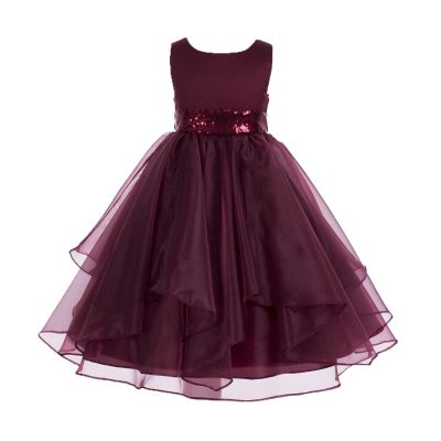 ekidsbridal Wedding Asymmetric Ruffles Satin Organza Flower Girl Dress Sequin 012s 12