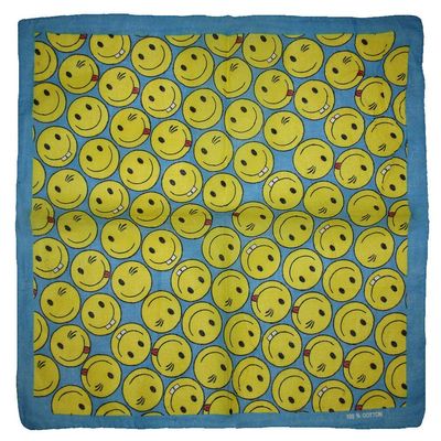 MWS 22"x22" Blue With Emojis 100% Cotton Bandanna