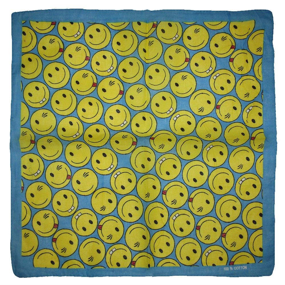 MWS 22"x22" Blue With Emojis 100% Cotton Bandanna