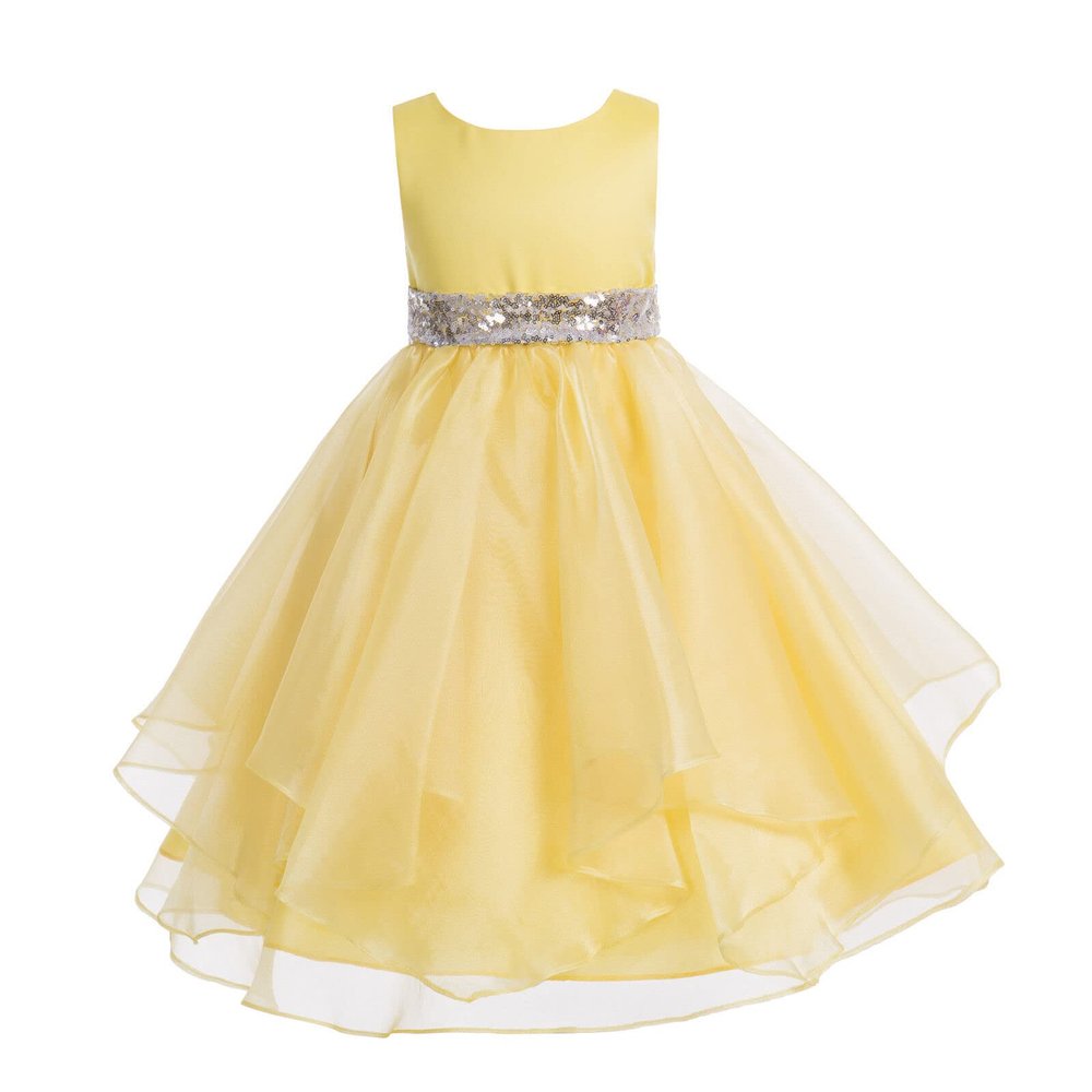 ekidsbridal Wedding Asymmetric Ruffles Satin Organza Flower Girl Dress Sequin 012s 4