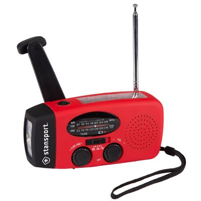 Stansport Hand crank and Solar Powered Flashlight with Radio