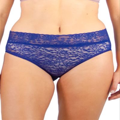 Ahh by Rhonda Shear Women's Lace Brief, Navy, Medium