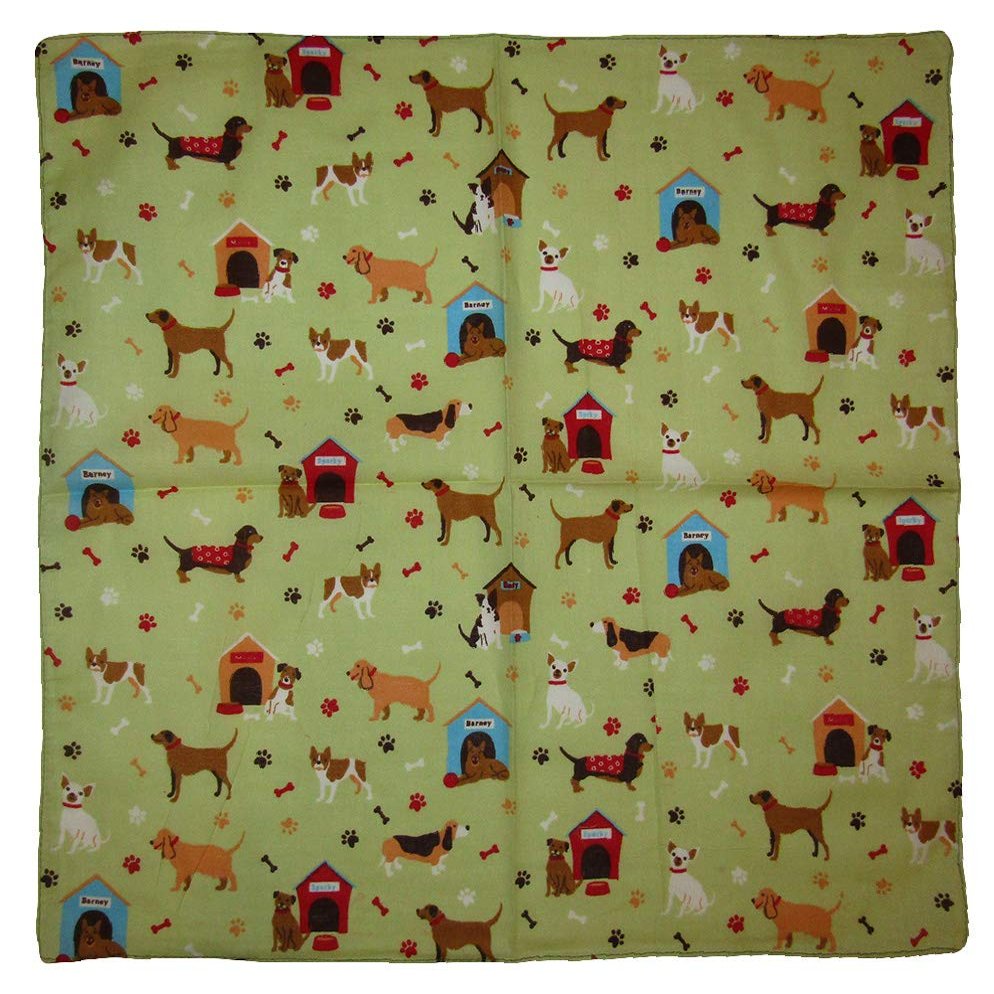 AES Wholesale Lot of 12 Dogs Puppies Canine Green 100% Cotton 22"x22" Bandanna